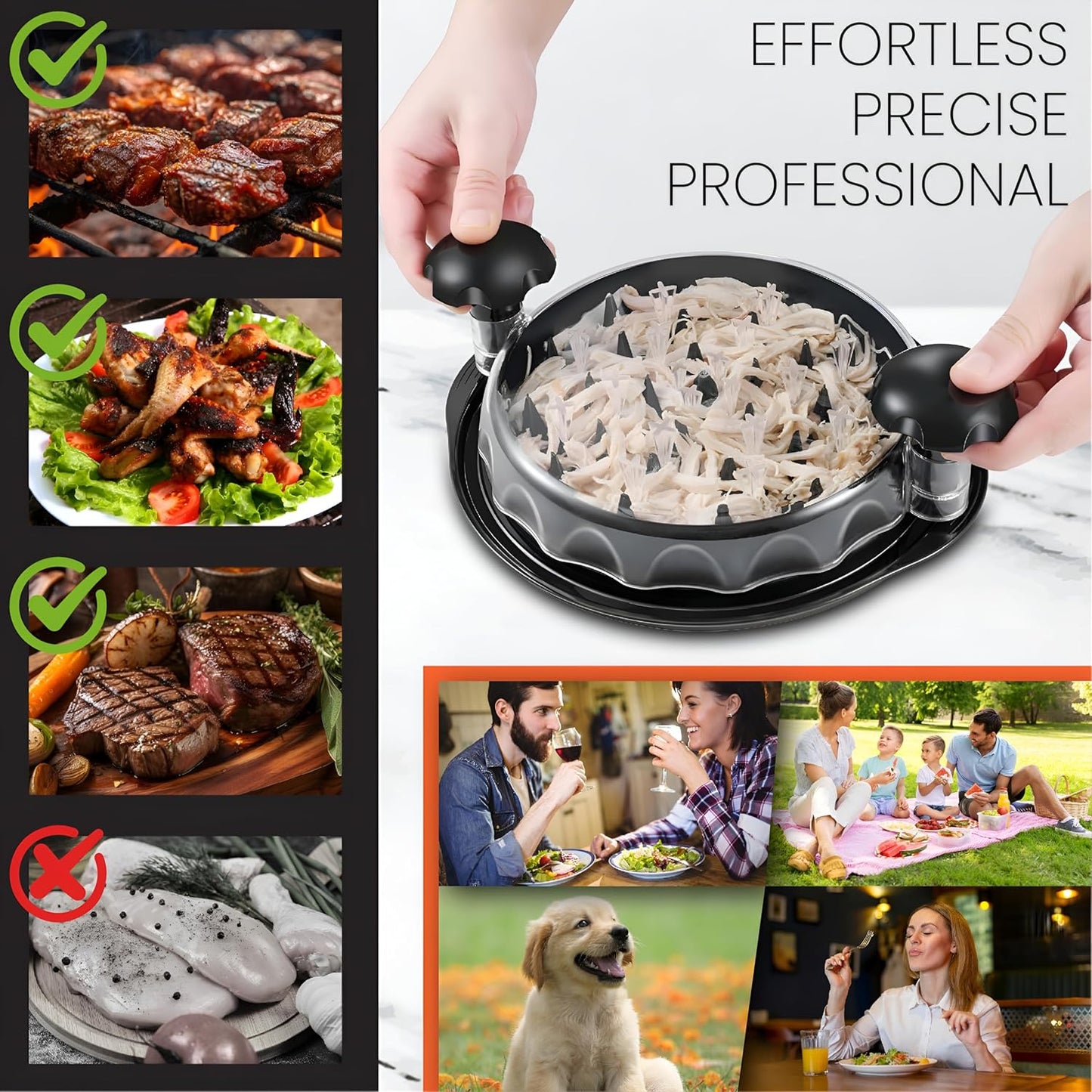 Skiennix Chicken Shredder Tool - 10'' Meat Shredder for Effortless Chicken Breast Shredding | BPA-Free, Anti-Slip Design