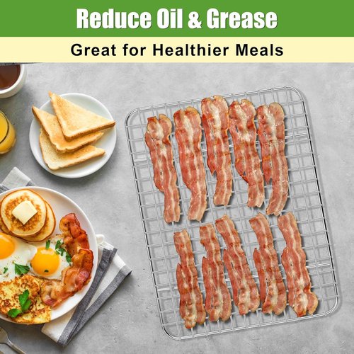 Homikit Stainless Steel Cooling Rack Set - 2 Pack, 12" x 9" Oven Racks for Baking & Roasting, Rust-Free & Dishwasher Safe