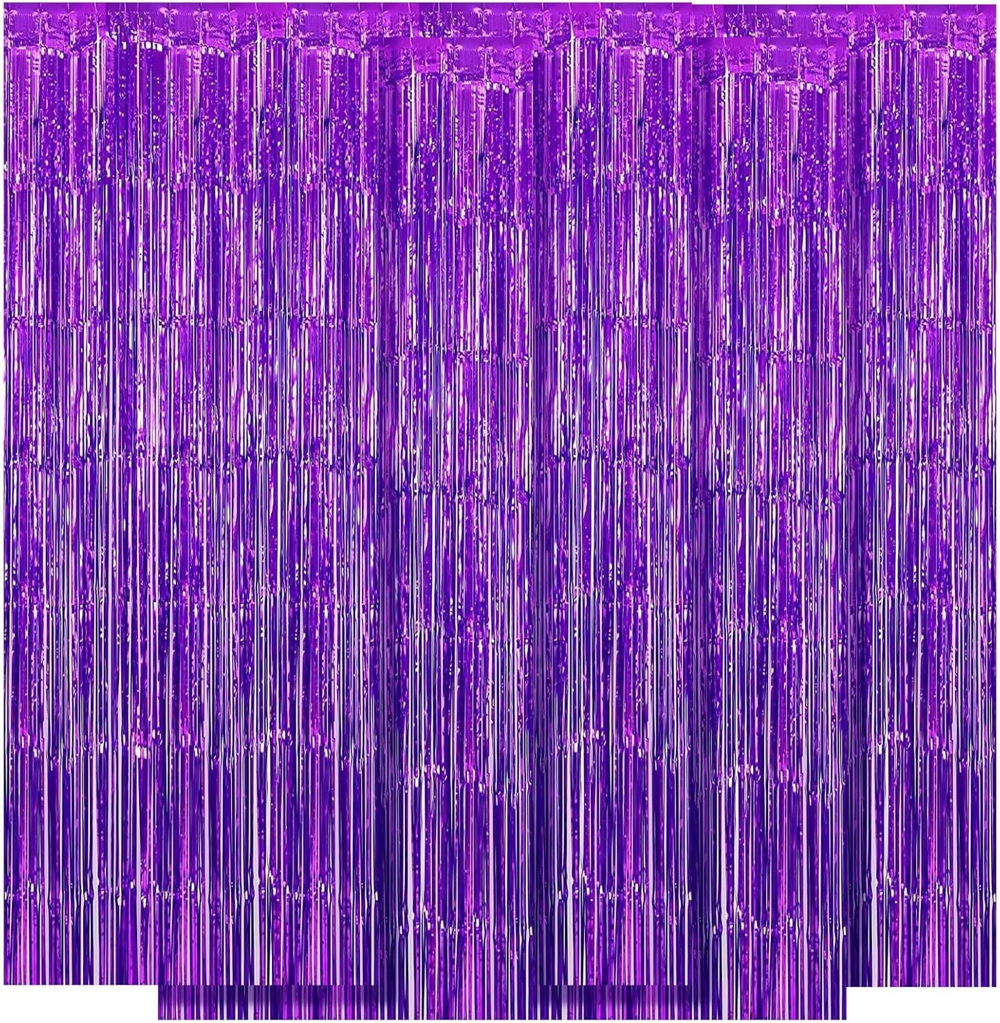 Skiennix Purple Backdrop Curtain - 10 Pack Metallic Tinsel Foil Fringe | 3.2ft x 8.2ft for Parties & Events