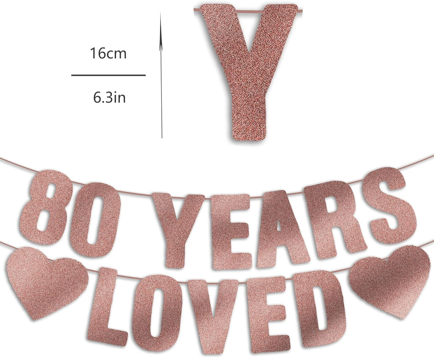 Regine Switzerland 80th Birthday Banner - Rose Gold Glitter, Elegant Decorations for Women