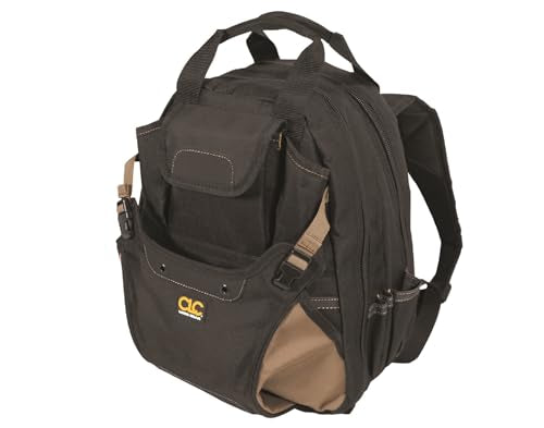 Heavy Duty Carpenter's Tool Backpack - 44 Pockets, Padded Back Support, Black - Variation of THIS listing