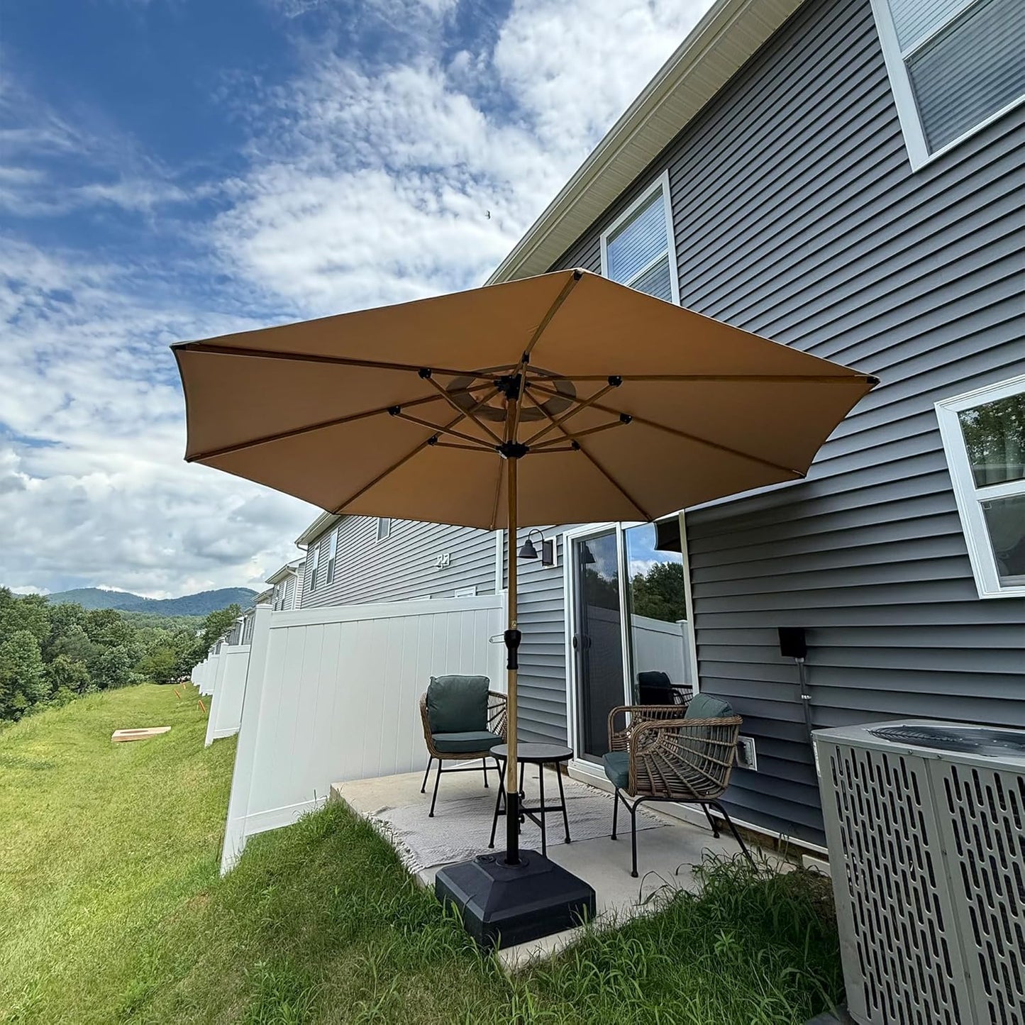 Purple Leaf 11 Feet Patio Umbrella - Durable Aluminum Market Umbrella with Crank & 8 Ribs | Taupe