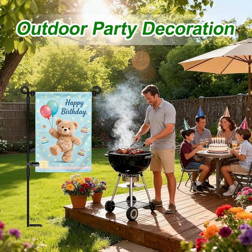 HOOSUN Garden Flag Stand - Premium Metal Holder with Weather-Proof Finish & Clip | Durable Outdoor Decor