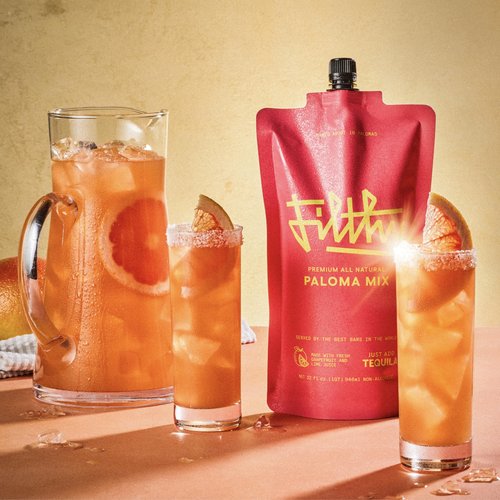 Filthy Paloma Mix, Premium Cocktail Mixer, All-Natural, Non-GMO, Vegan & Gluten-Free, Made with Fresh Ruby Red Texas Grapefruit & Florida Lime Juice, Organic Agave Nectar, 32 Oz Pouch