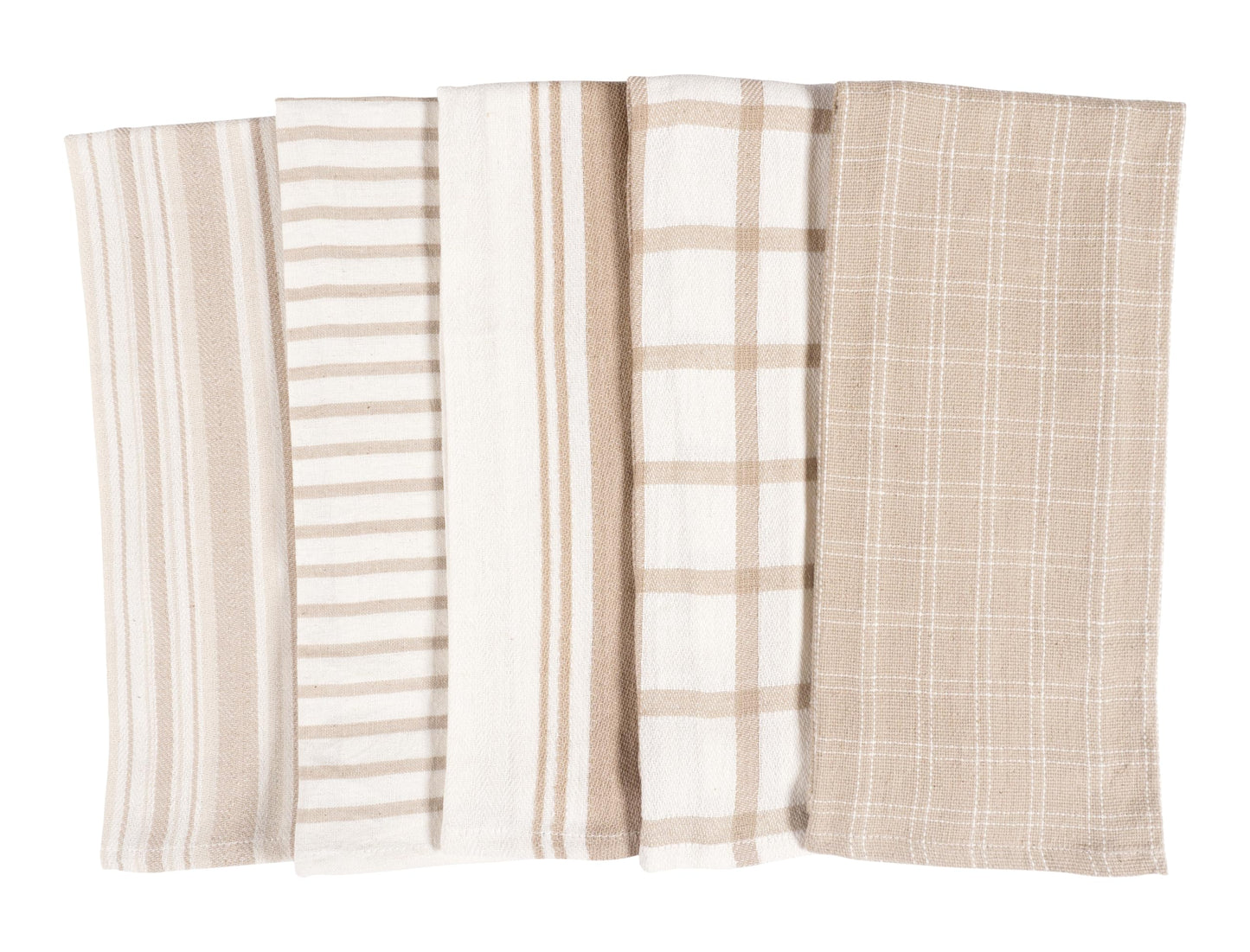 KAF Home Assorted Flat Kitchen Towels - Set of 10, 18 x 28 Inch (Beige)