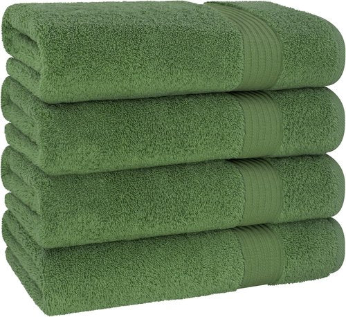 Cotton Paradise Turkish Bath Towels - Extra Large Soft Plush 4-Piece Set in Sage Green