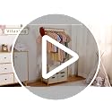 Natural Bamboo Kids Clothing Rack with 2 Storage Baskets & Adjustable Rods — Holds Up to 121 Lbs
