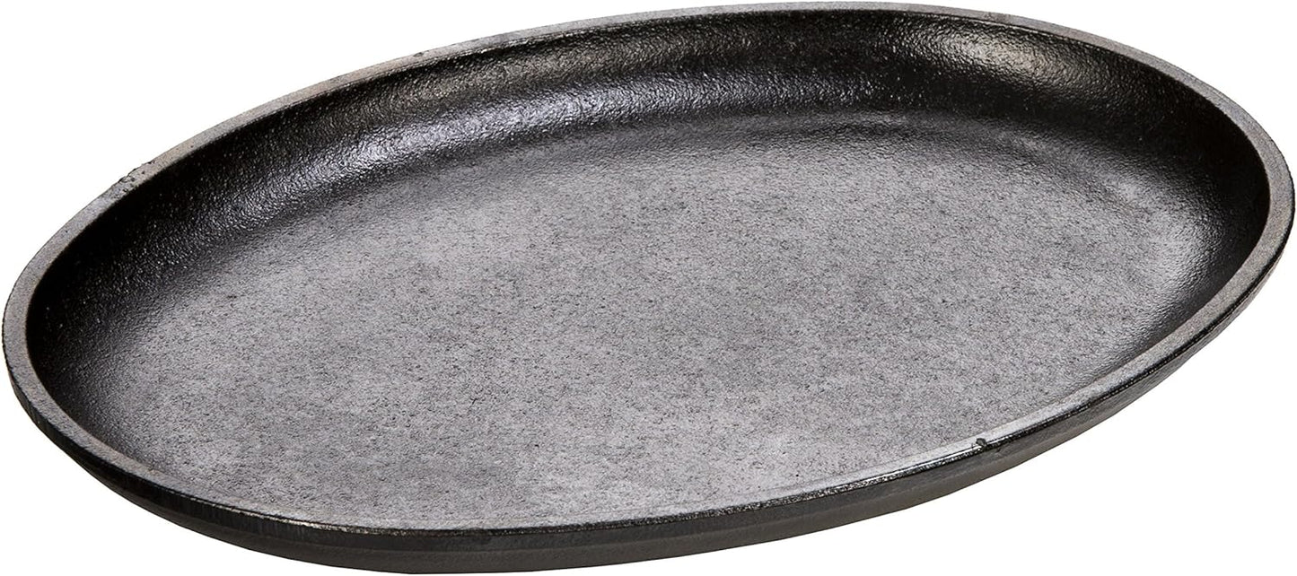 Lodge Handleless Oval Griddle - 10" x 7.5" | Durable Black Serving Cookware