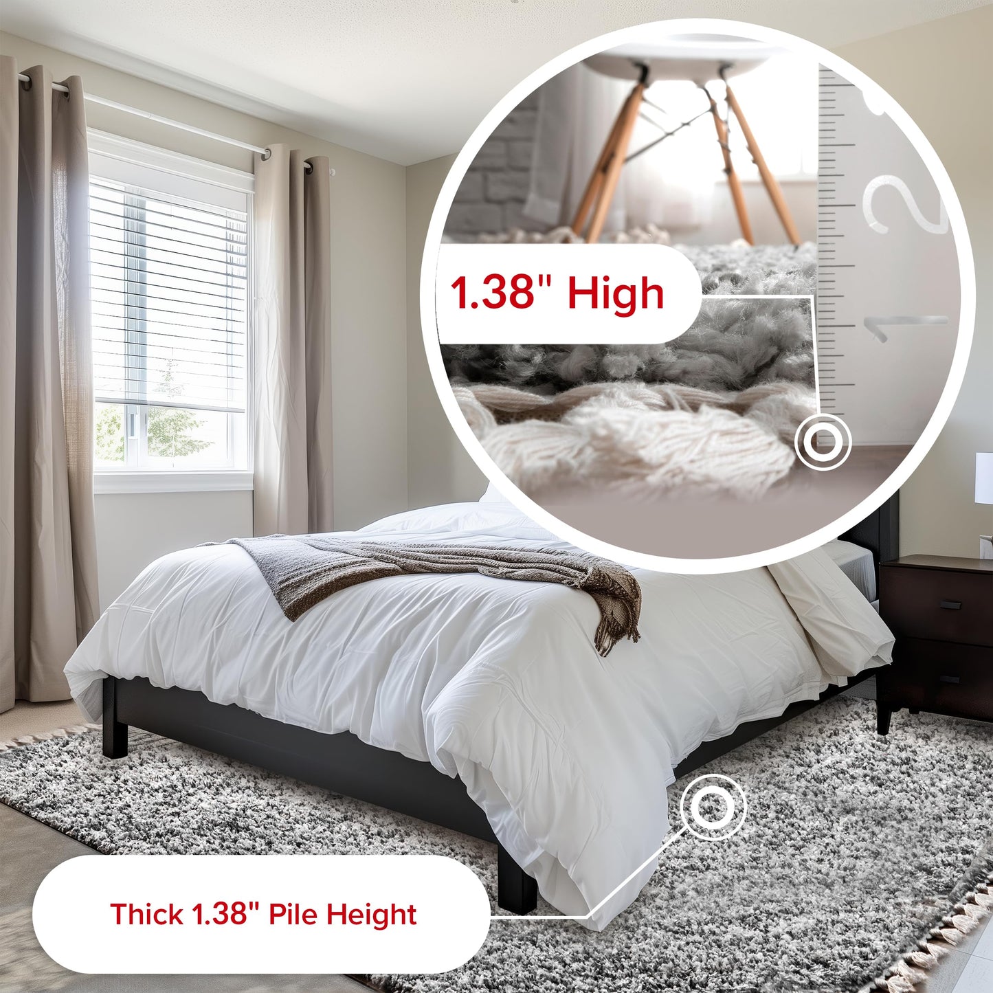 nuLOOM Brooke Shag Tasseled Area Rug - 2x12 Runner Shag Rug Casual Grey/Ivory Rugs for Living Room Bedroom Dining Room Nursery Entryway Hallway