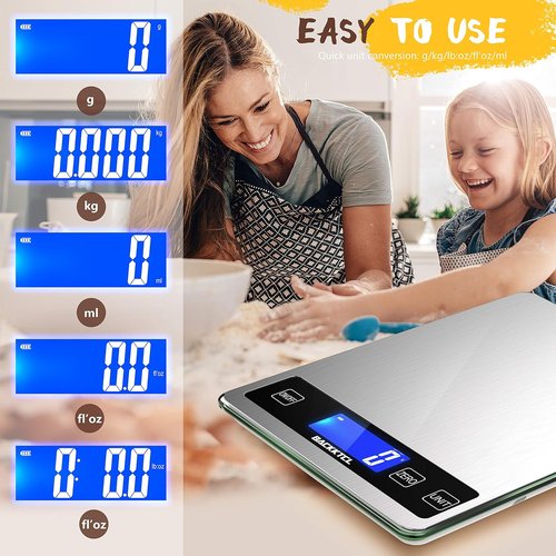 Cooking Master 22lb Digital Kitchen Scale - Precise 1g/0.1oz Graduation, Stainless Steel & Glass Finish