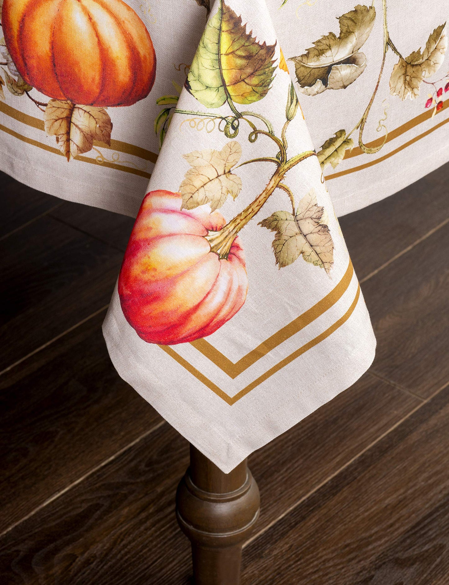 Maison d' Hermine Table Cloth Rectangle Table 100% Cotton 70 x 120 Inches Fall Tablecloth Reusable Everyday Use for Thanksgiving Christmas Decorations Dining Farmhouse Party (Potiron)