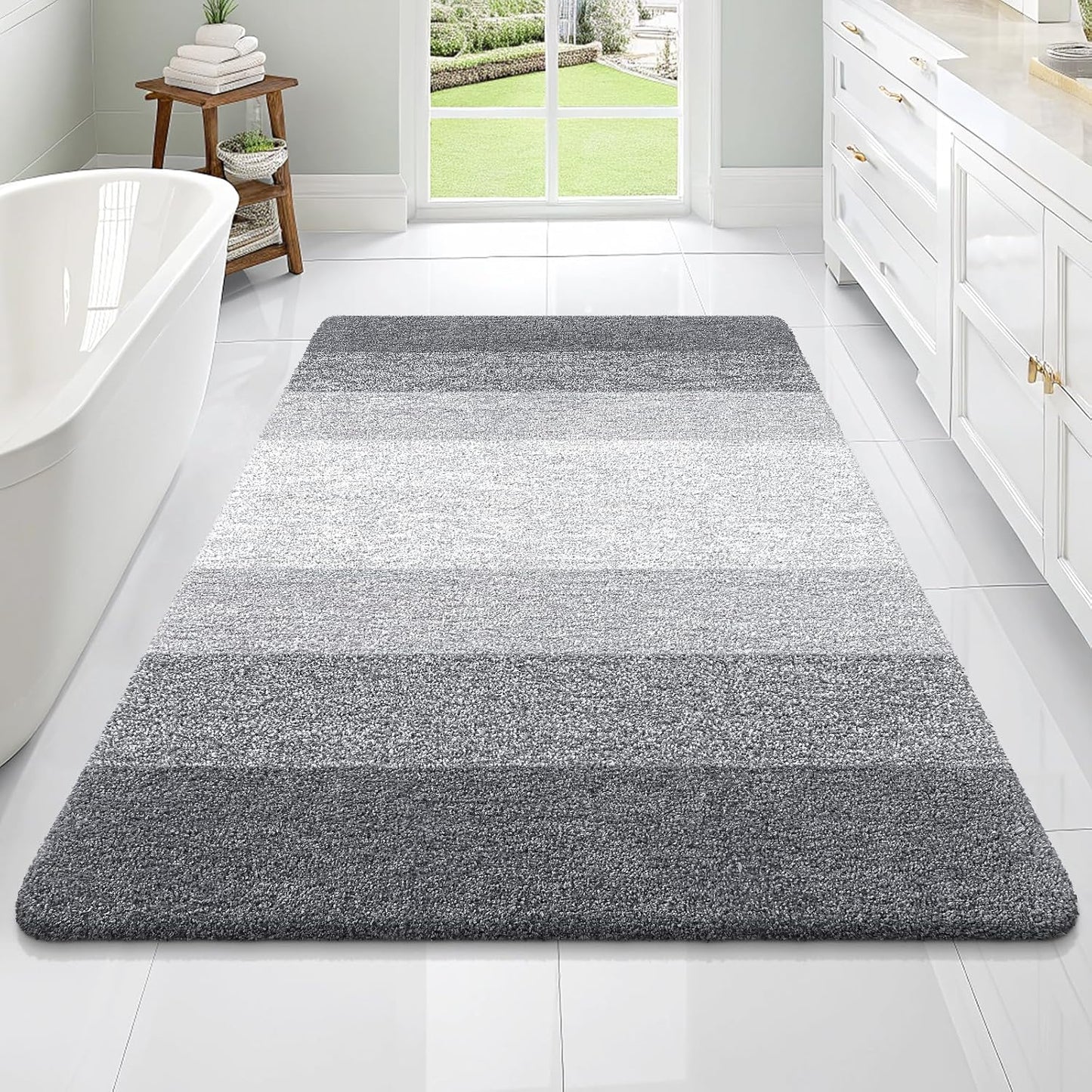 OLANLY Large Bathroom Rugs - Extra Soft Microfiber Mat 70x46 | Quick Dry, Machine Washable, Grey