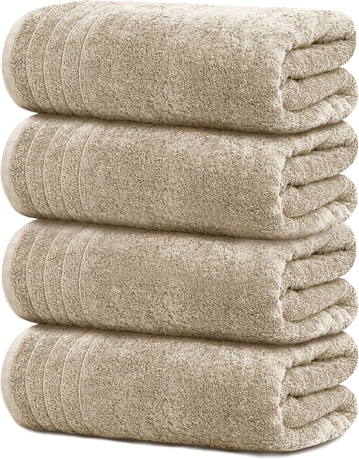 Tens Towels Extra Large Bath Towels - 100% Cotton, Super Soft & Absorbent | 30 x 60 Inches, Beige - Pack of 4