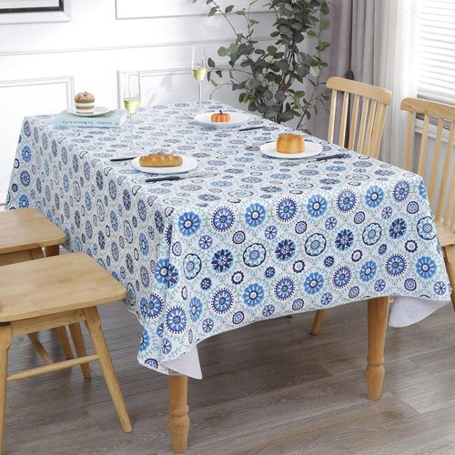 Heavy Duty Vinyl Tablecloth with Flannel Backing Waterproof Oil-Proof Plastic Table Cloth Stain-Resistant Wipeable Rectangle or Square Table Cover for Indoor and Outdoor (Floral Vine,60x102 Inch)