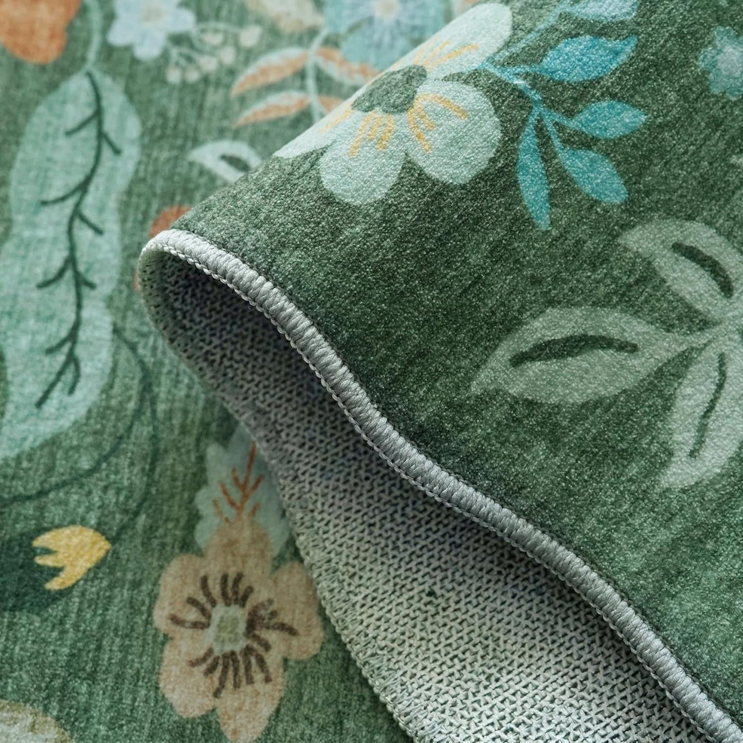 Skiennix Washable 3x10 Hallway Runner Rug - Floral Scalloped Soft Non-Slip Mat for Entryway, Kitchen & Nursery