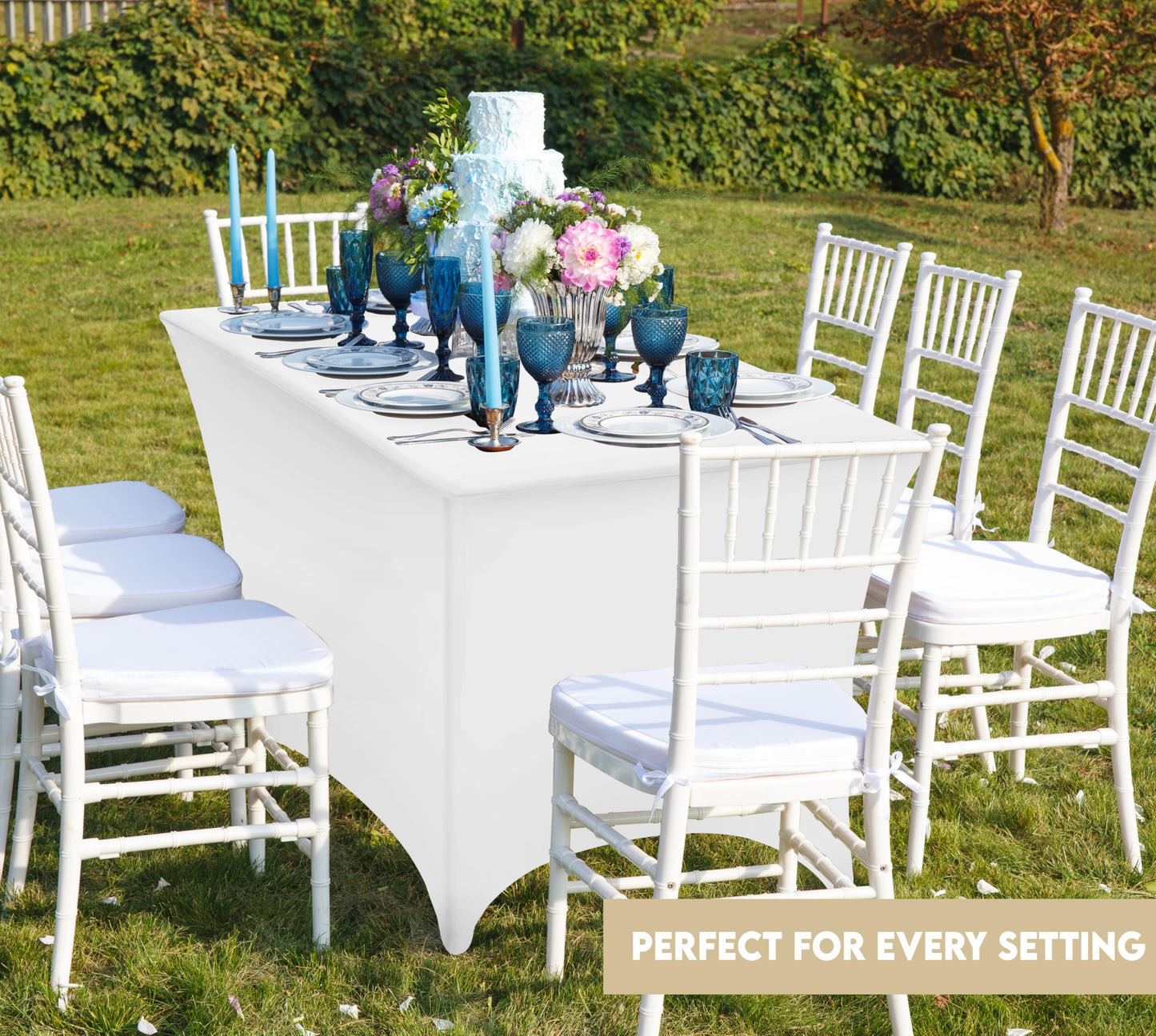 Utopia Kitchen Spandex Tablecloth 10 Pack [6FT, White] Tight, Fitted, Washable and Wrinkle Resistant Stretch Table Cloth Rectangle Cover for Trade Show, Weddings & Parties [72Lx30Wx30H Inch]
