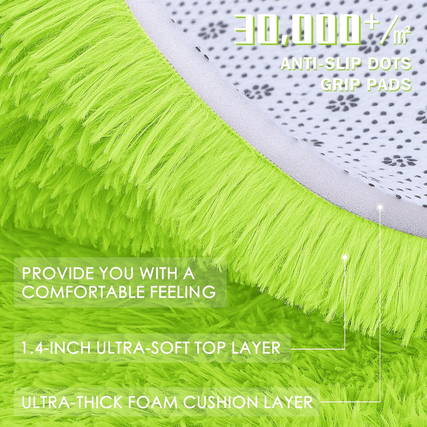 OLANLY Large Area Rug - Soft Fluffy Shaggy Carpet for Living Room & Bedroom | 5x8, Lime Green