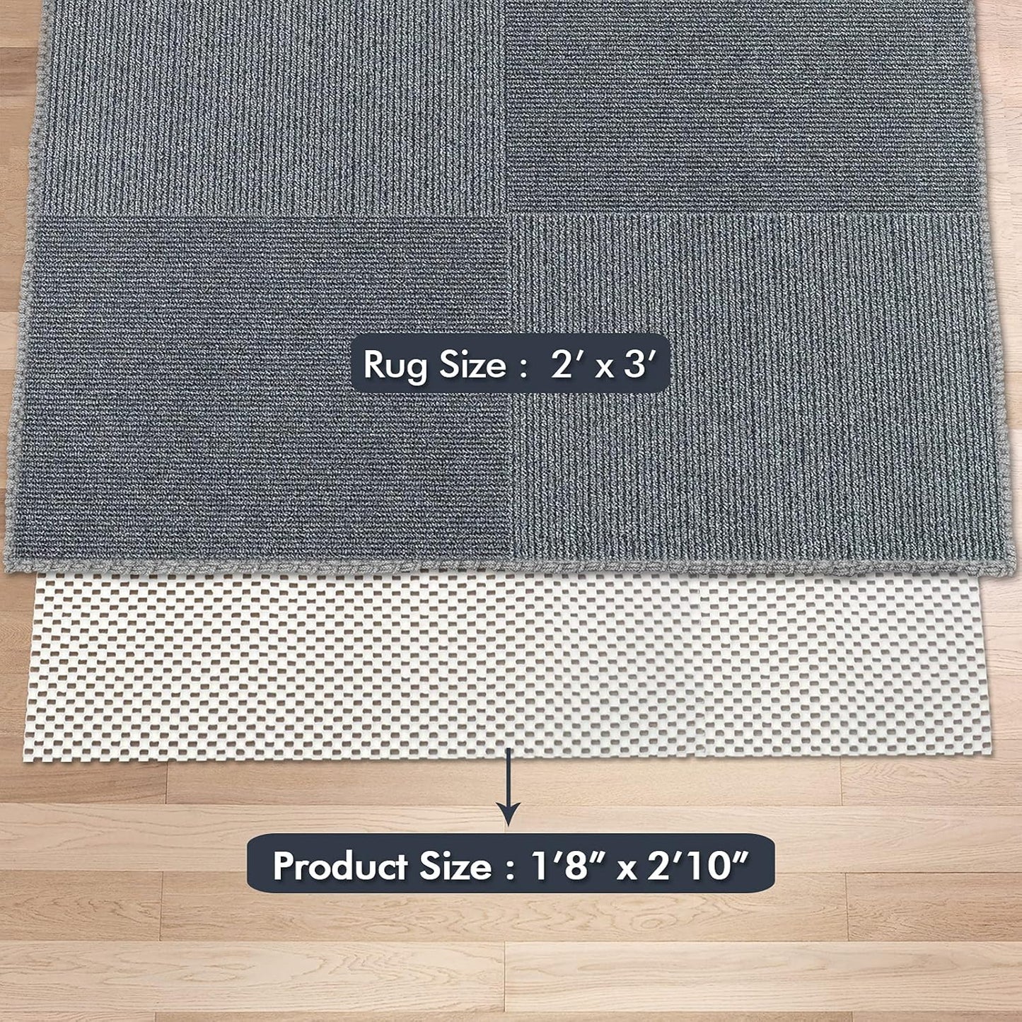 Non-Slip Rug Pads by Non Skid - Extra Thick 2x3 Feet Gripper for Hardwood Floors | Safe & Secure