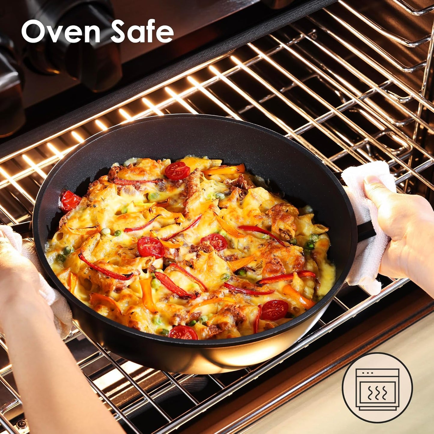 SENSARTE 17-Piece Nonstick Cookware Set - Induction Compatible, Dishwasher Safe, Stay-Cool Handles, Black