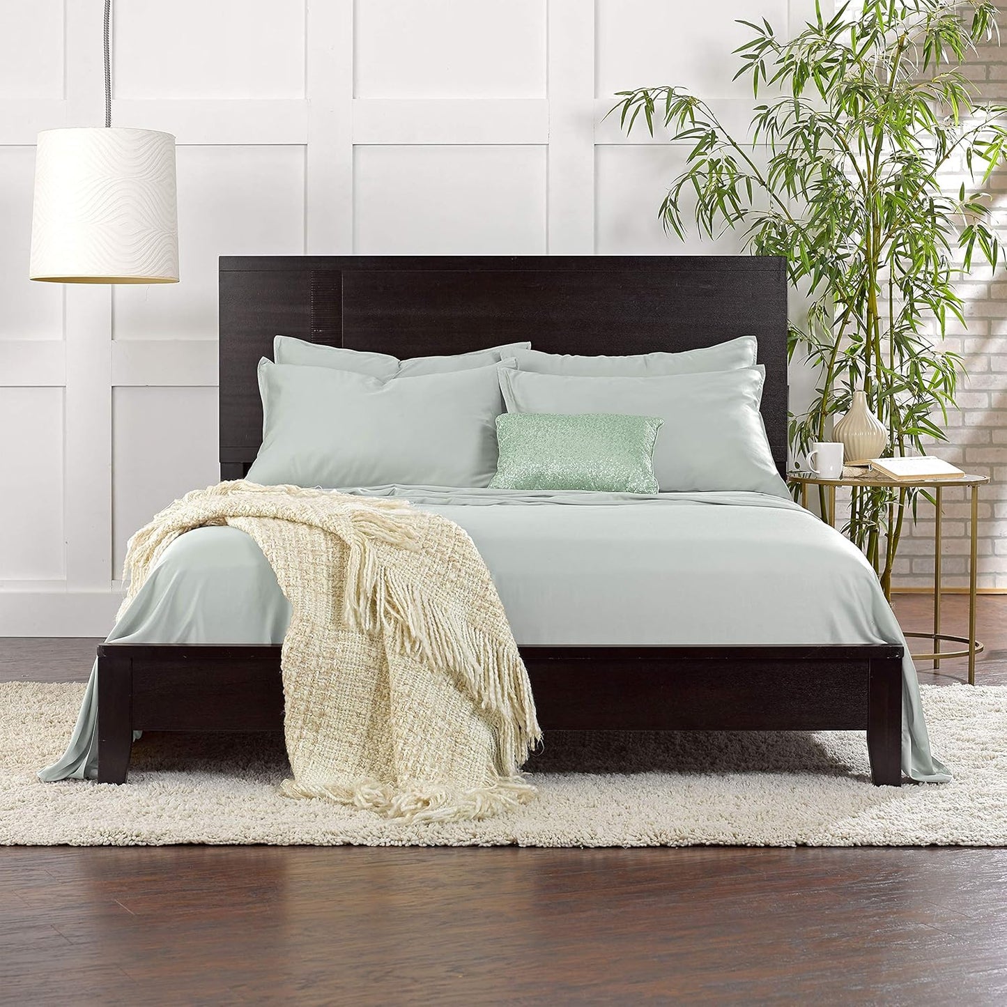 Pure Bamboo Short Queen Sheets - 100% Organic Viscose, Soft & Cooling Bed Set (60"x75", Sea Glass) | 2-Year Quality Promise
