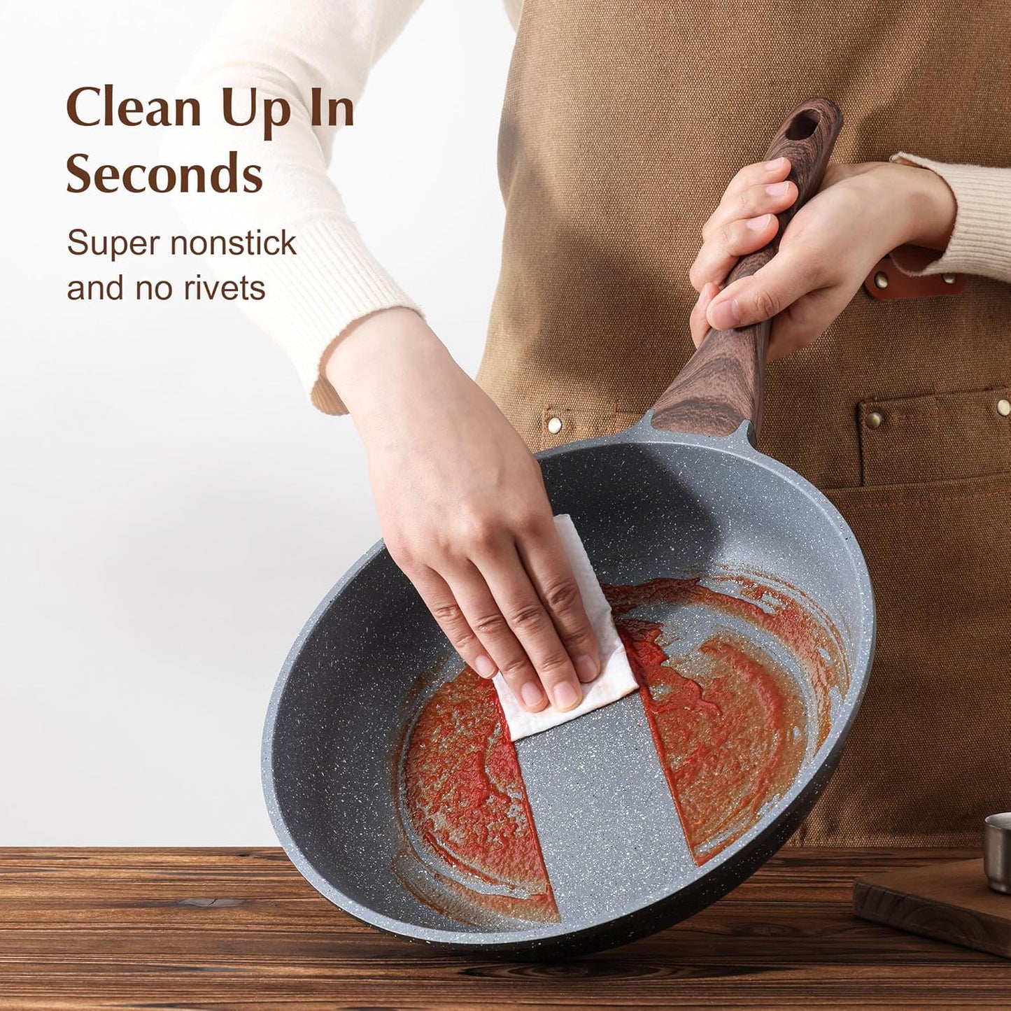 SENSARTE 17-Piece Nonstick Cookware Set - Induction Compatible with 8-Inch Omelet Pan & Lid