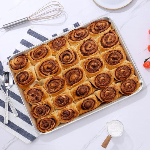 Herogo Stainless Steel Baking Sheet Pan Set, 17×13×1 Inch Rectangle Cookie Sheet Bakeware Set for Oven, 2 Pack Multipurpose Kitchen Cookware, Non Toxic & Heavy Duty & Easy Clean-Extra Large