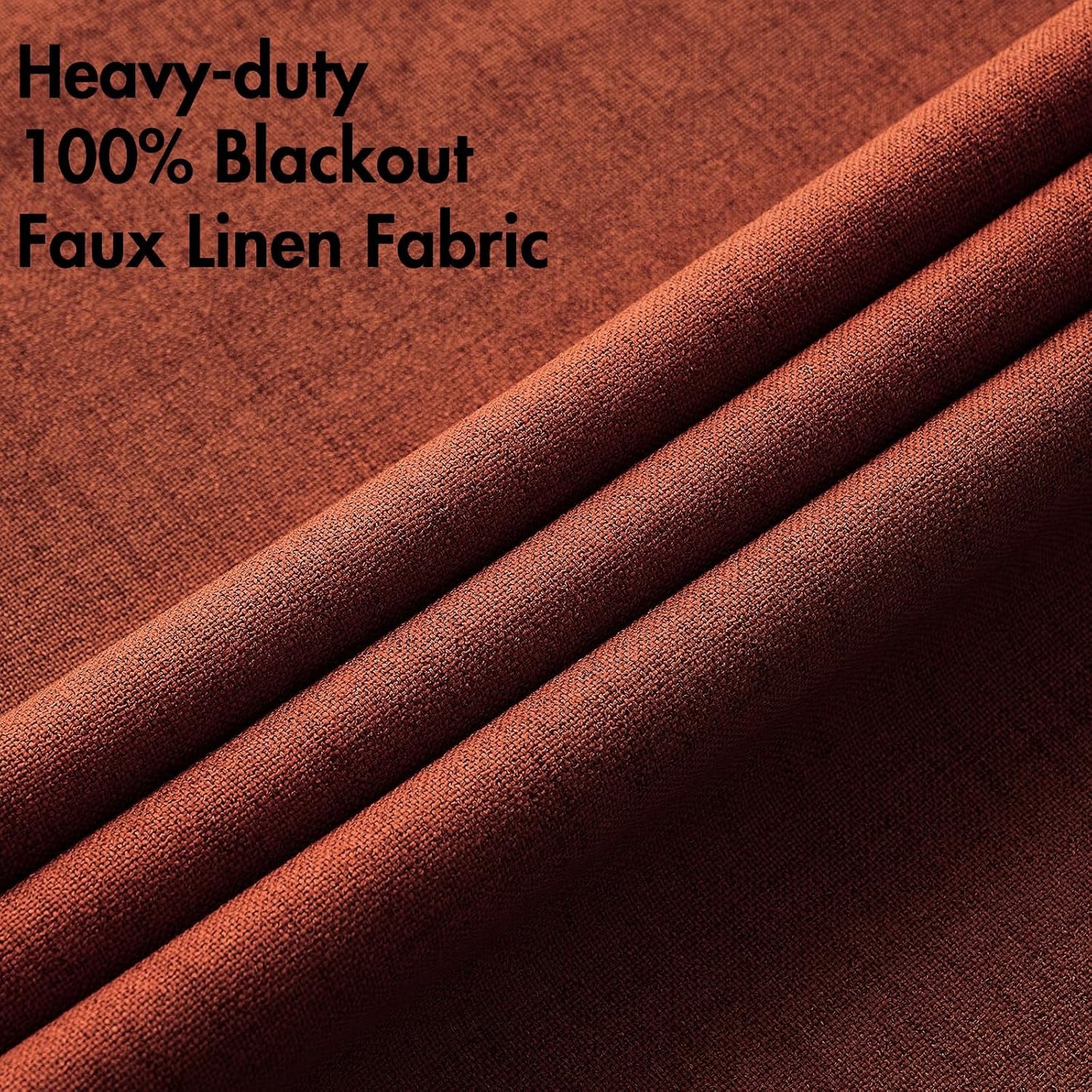 MIULEE 100% Blackout Linen Curtains - Thermal Insulated Burnt Orange Drapes | 52 x 84 Inch (2 Panels)
