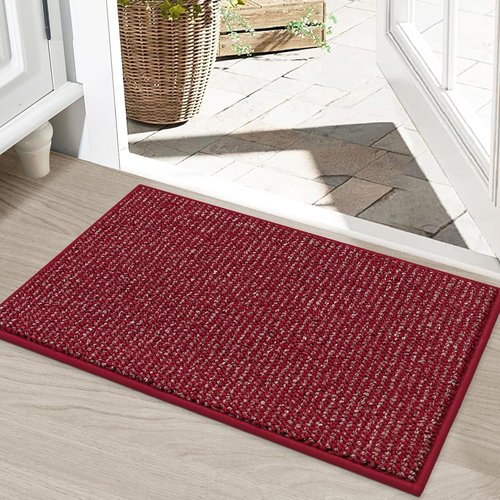 BEQHAUSE Dirt Trapper Door Mat - Non-Slip, Washable, Absorbent Entrance Mat | 20" x 32", Red