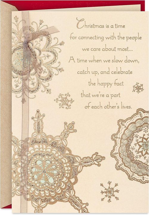 Hallmark Christmas Card - Thinking of You Design with Snowflakes | Perfect Holiday Greeting