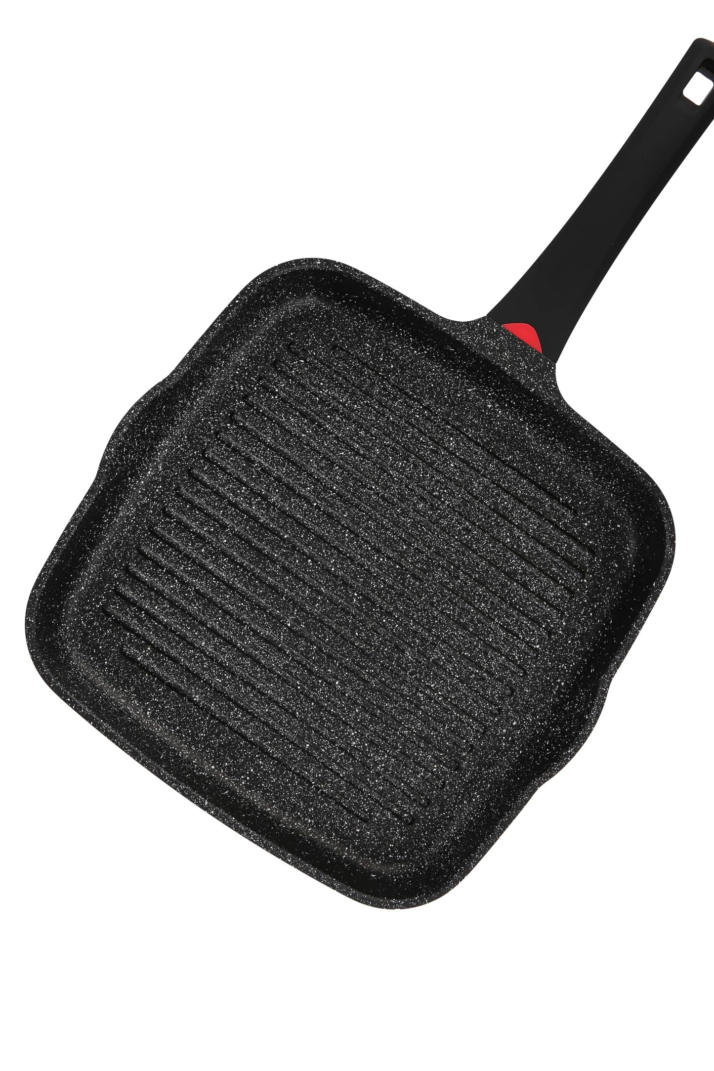CAINFY 11 Inch Non Stick Grill Pan Granite Coated with Pour Spout - Lightweight 2.66 Quart Grill Pan for Indoor Cooking with Grip Handle - Induction Compatible PFOA Free Stove Top (Black)