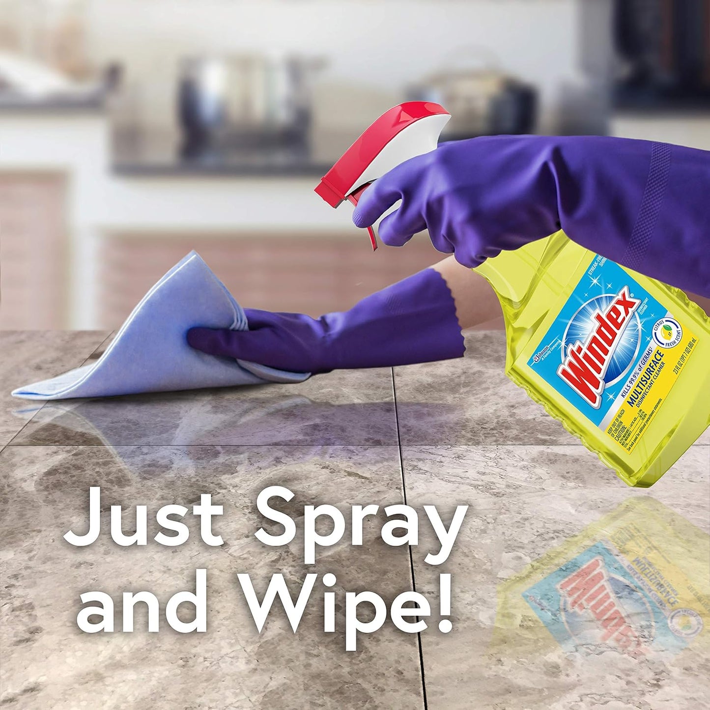 Windex Multipurpose Disinfectant Cleaner Spray - Citrus Fresh Scent, 2L | Eco-Friendly Recycled Plastic Bottle