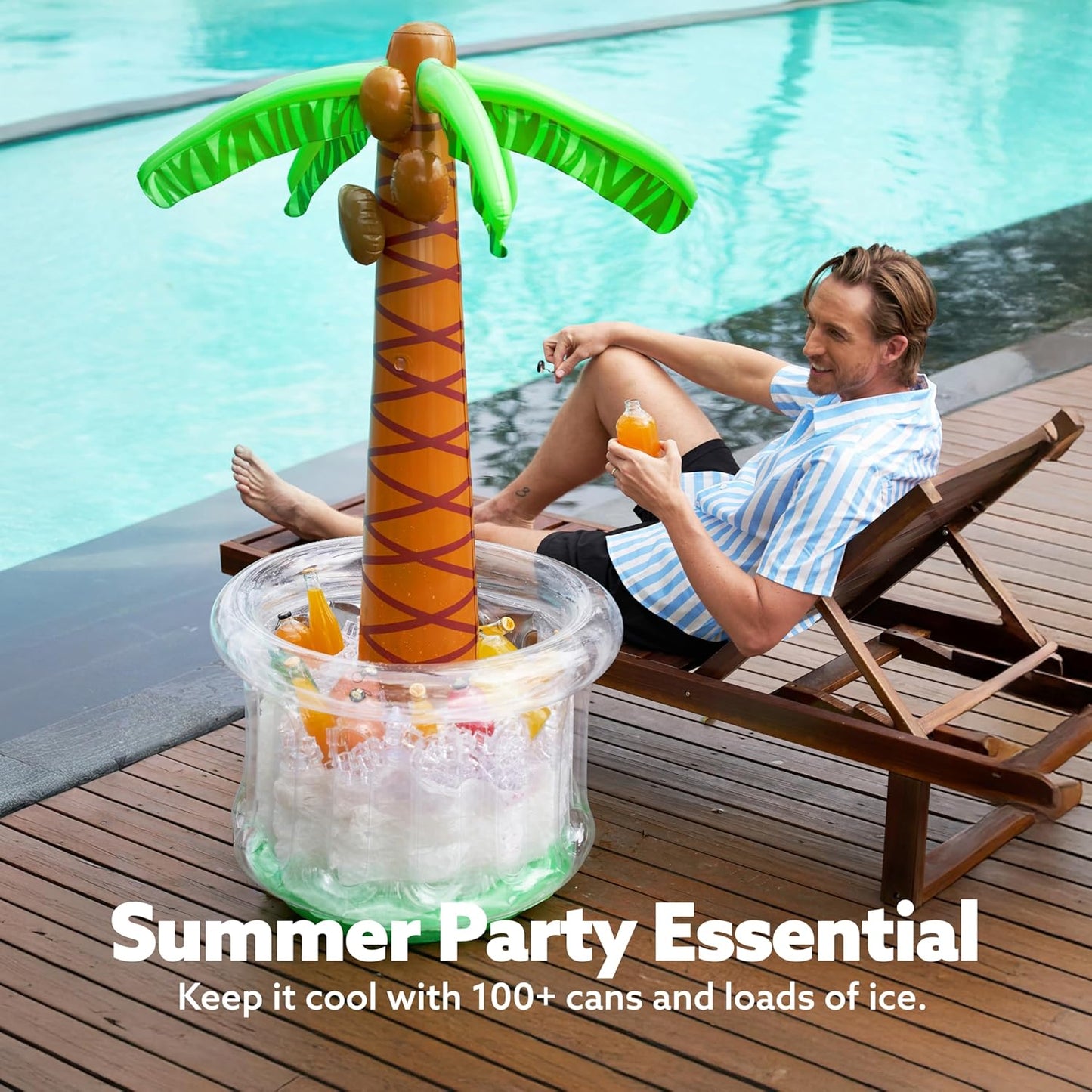 JOYIN 60" Inflatable Palm Tree Cooler - Tropical Beach Party Decor & Summer Drink Chiller