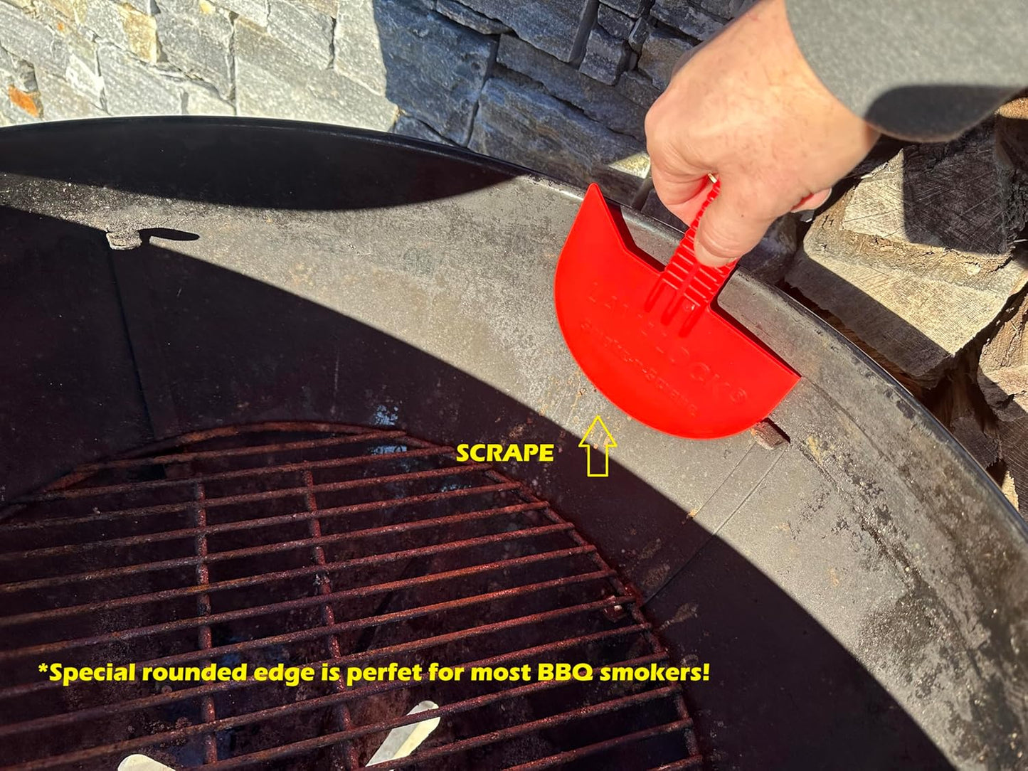 LavaLock Grill Scraper - Effective Residue Remover Tool for Weber Kettle & Smokey Mountain | Red Smoke-n-Scrape
