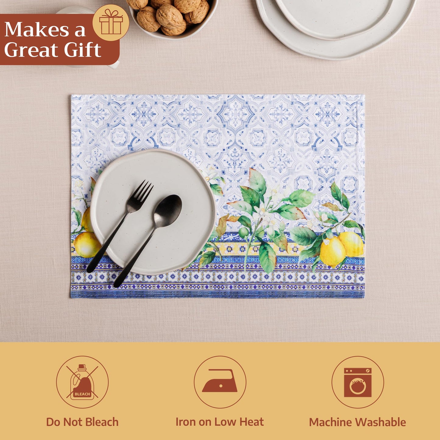 Maison d' Hermine Table Cloth Rectangle Table 100% Cotton 70 x 120 Inches Tablecloth Reusable Decorative for Dining Kitchen Room Farmhouse Home Gifts for Mothers Day Spring Summer - Citrus