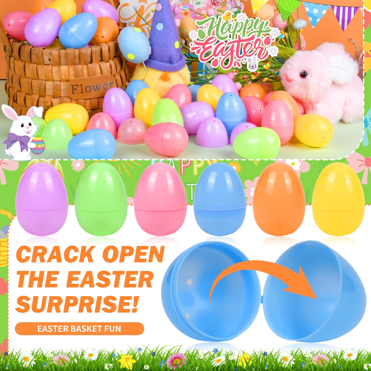 Lavwix 30Pcs Pastel Easter Eggs, 2.4" Fillable Plastic Easter Eggs Empty Colorful Eggshell Bulks for Easter Hunt, Easter Basket Stuffers Filler, Filling Treats, Party Favor, Classroom Prize Supplies