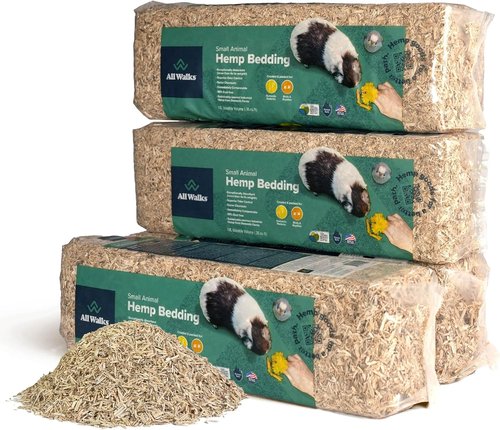 All Walks Premium Natural Hemp Bedding - 40 Liters (4 x 10L Bags) | Odor Control & Low Dust for Small Animals