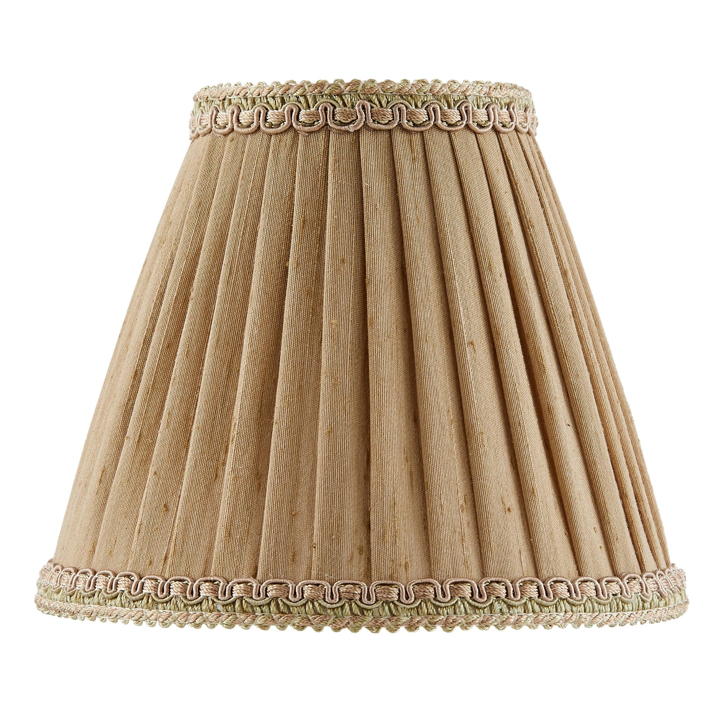 Aspen Creative 33002 Small Pleated Empire Shape Chandelier Clip-On Lamp Shade, Gold, 3" Top x 5" Bottom x 4" Slant
