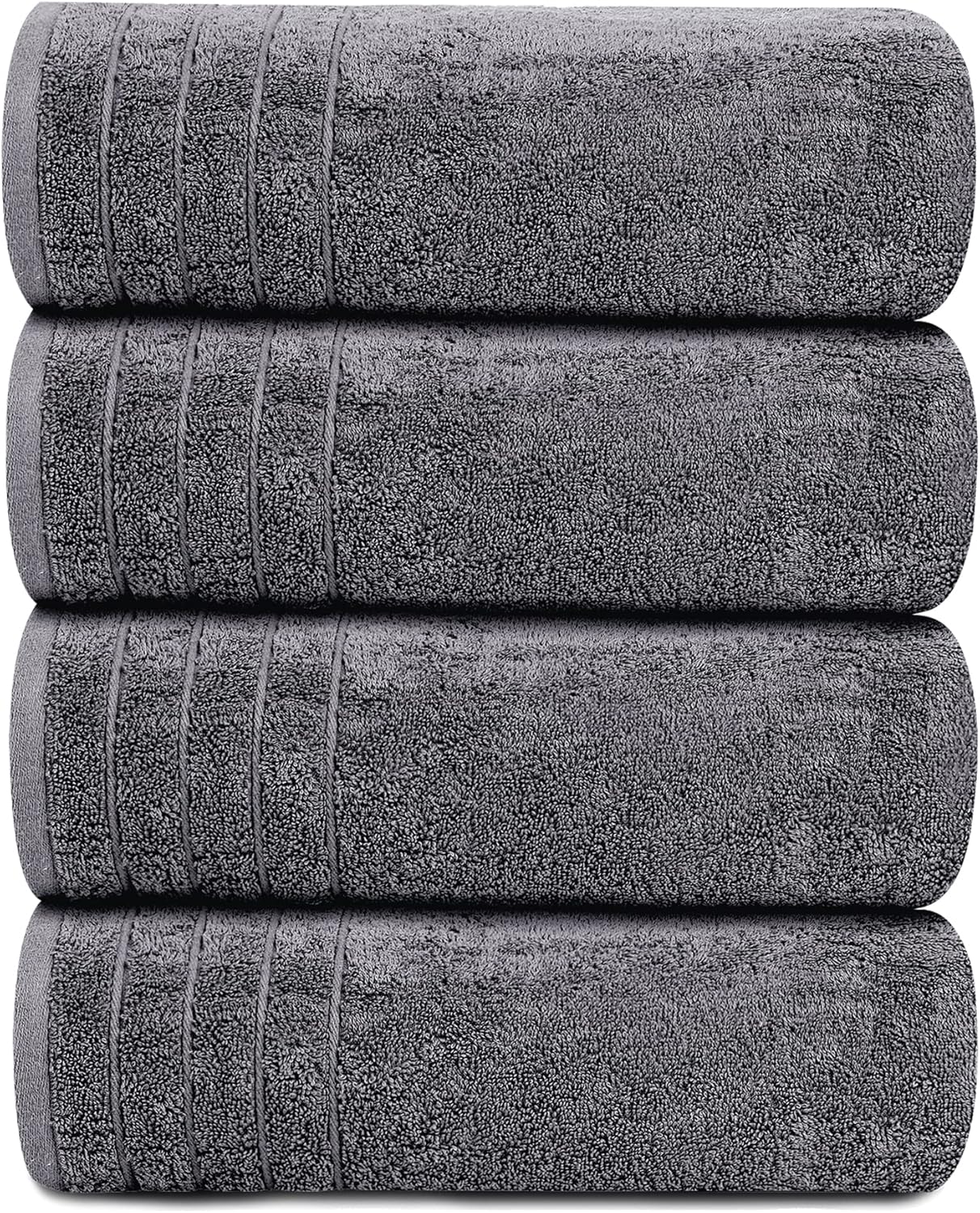 Tens Towels | Extra Large 100% Cotton Bath Towels - Soft, Absorbent & Quick-Drying | 30 x 60 Inches - Dark Grey (Pack of 4)