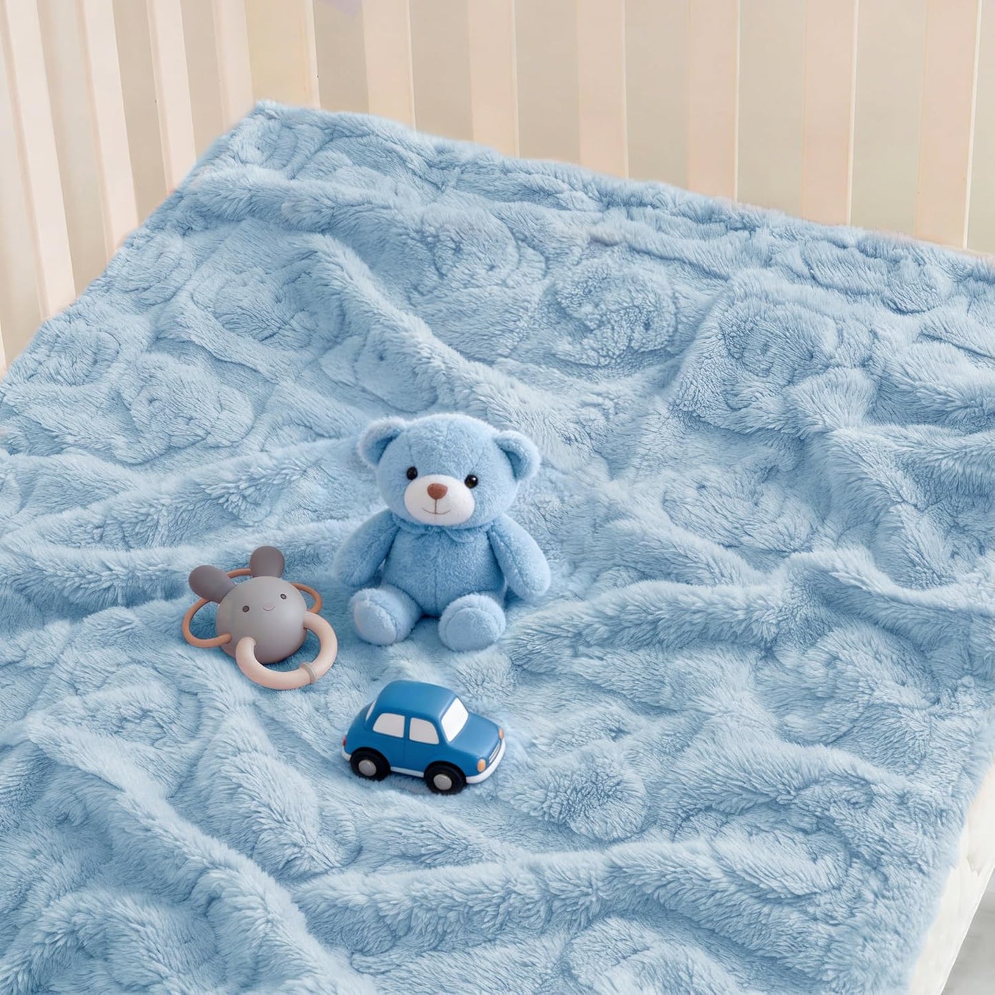 Pro Goleem Baby Boy Blanket - Soft Fleece 30" x 40" Blue Crib & Stroller Blanket for Newborns