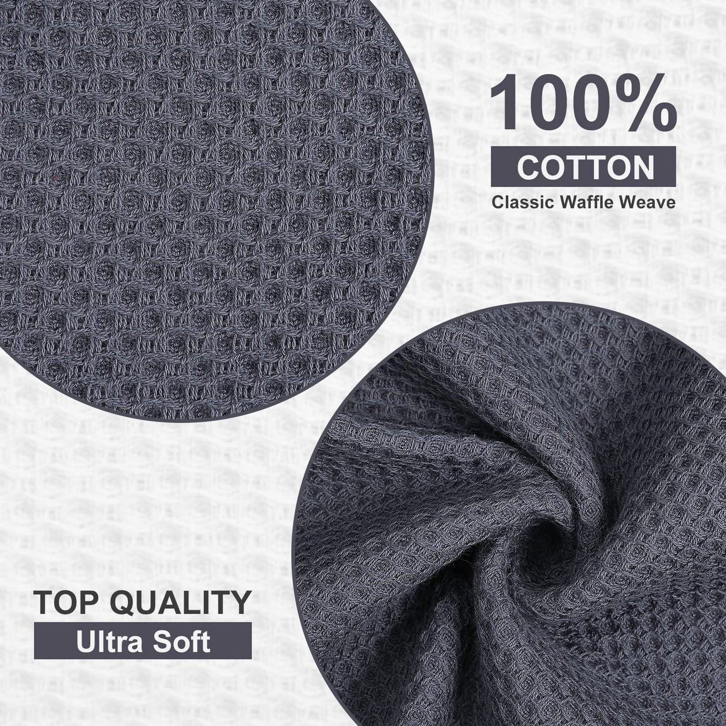 Kitinjoy 100% Cotton Kitchen Dish Cloths (12 X 12 Inches, Mixed Color), 6 Pack Waffle Weave Ultra Soft Absorbent Dish Towels for Drying Dishes Quick Drying Kitchen Towels Dish Rags