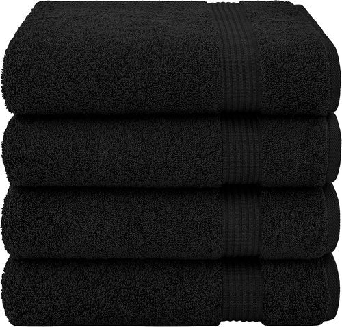 Cotton Paradise 4 Piece Turkish Bath Towel Set - 100% Cotton, Extra Large, Soft & Plush - Black