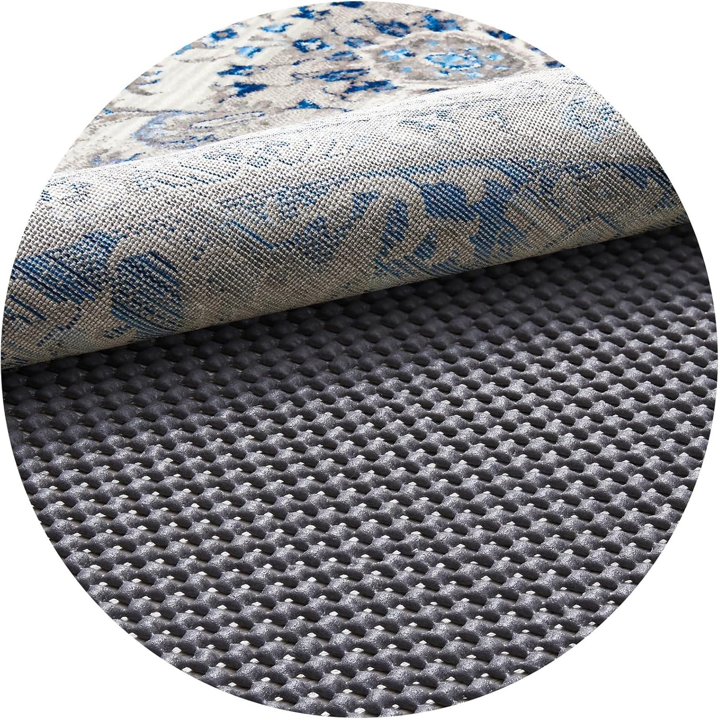 Veken 4 Ft Round Rug Pad - Non-Slip Gripper for Hardwood & Tile Floors | Thick Dark Grey Anti-Skid Mat