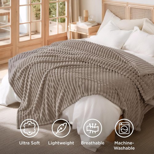 Bedsure GentleSoft Light Brown Fleece Blanket - Cozy, Soft Throw for Couch | 108x90 Inches