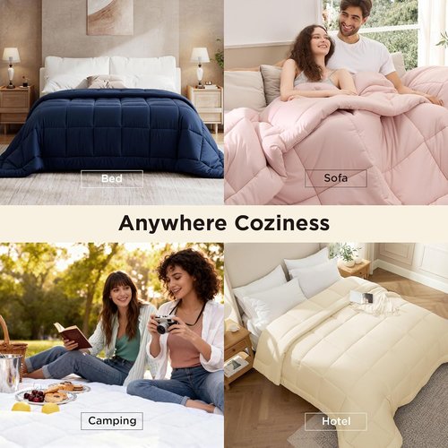 Bedsure Comforter Duvet Insert - Oversized Queen All-Season Quilted Down Alternative Bedding | Cream 98 x 98 Inches