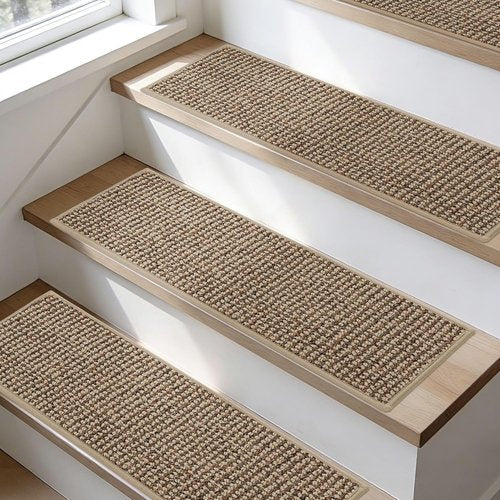 BEQHAUSE Non-Slip Carpet Stair Treads - Machine Washable Indoor Runners for Kids & Pets | 28"x9", Taupe, 15pcs