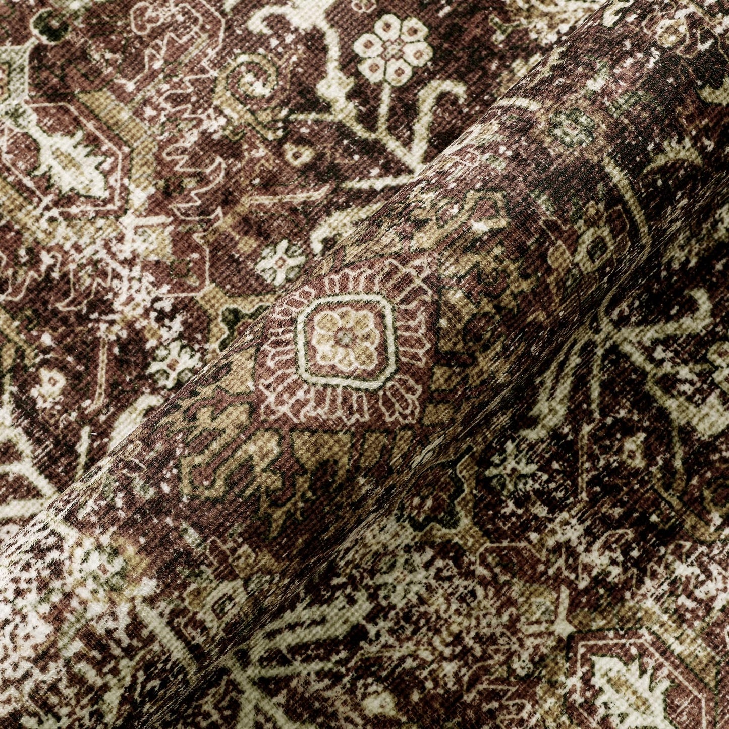 PureCozy Rust Red Runner Rug 3x10 Vintage Area Carpet Hallway Long Indoor Kitchen Washable Living Room Low Pile Traditional Distressed Retro Accent Throw Rug Non Slip Laundry Bathroom Office