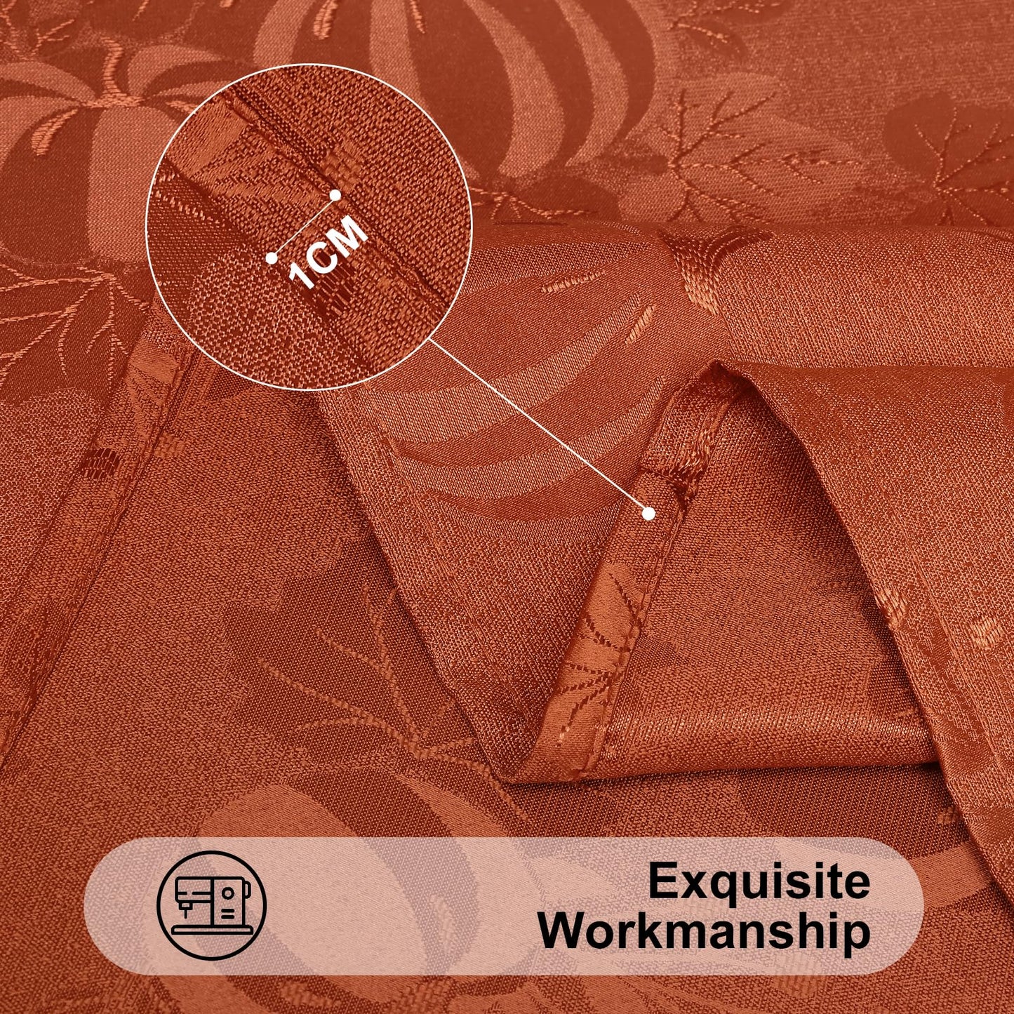 Smiry Rectangle Jacquard Tablecloth, Fabric Table Cover, 60x84 Inch, Rust