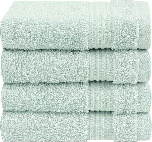Cotton Paradise 100% Cotton Turkish Washcloth Set - Soft, Absorbent 4-Piece Mint Towels