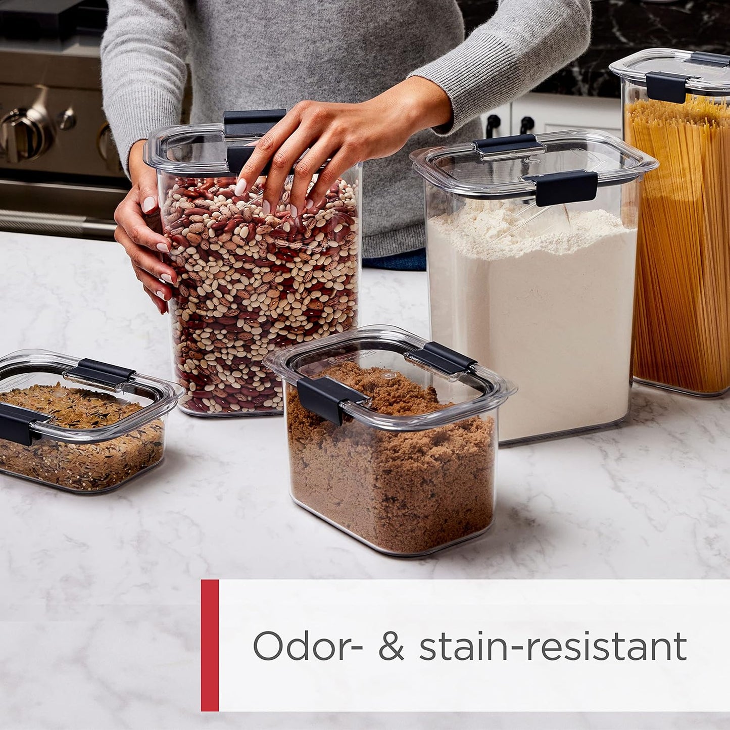 Rubbermaid Brilliance Airtight Cereal Storage Container - Shatterproof, BPA-Free, 32oz Capacity