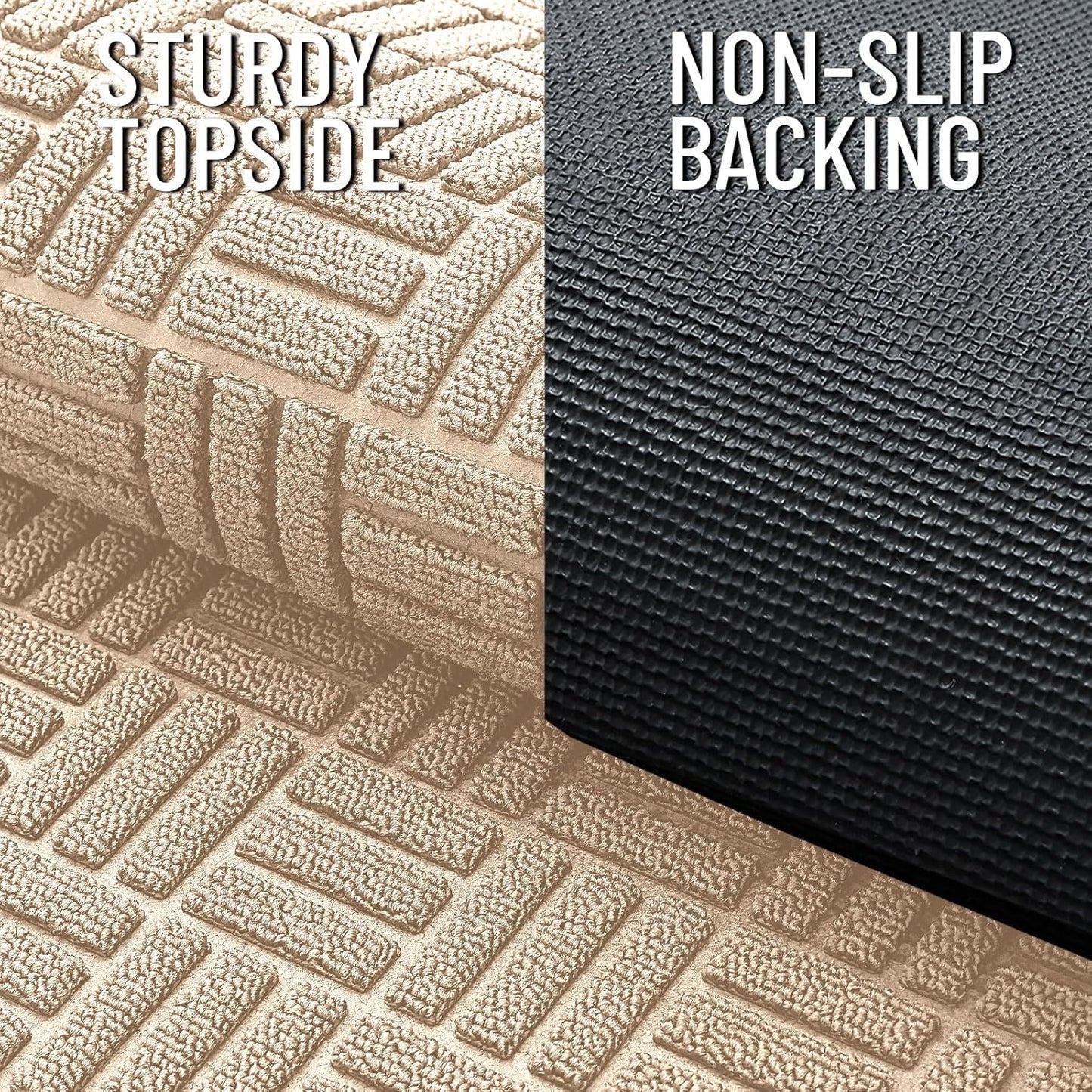 OLANLY Heavy Duty Front Door Mat - Absorbent, Non-Slip Natural Rubber | 29.5x17, Latte White